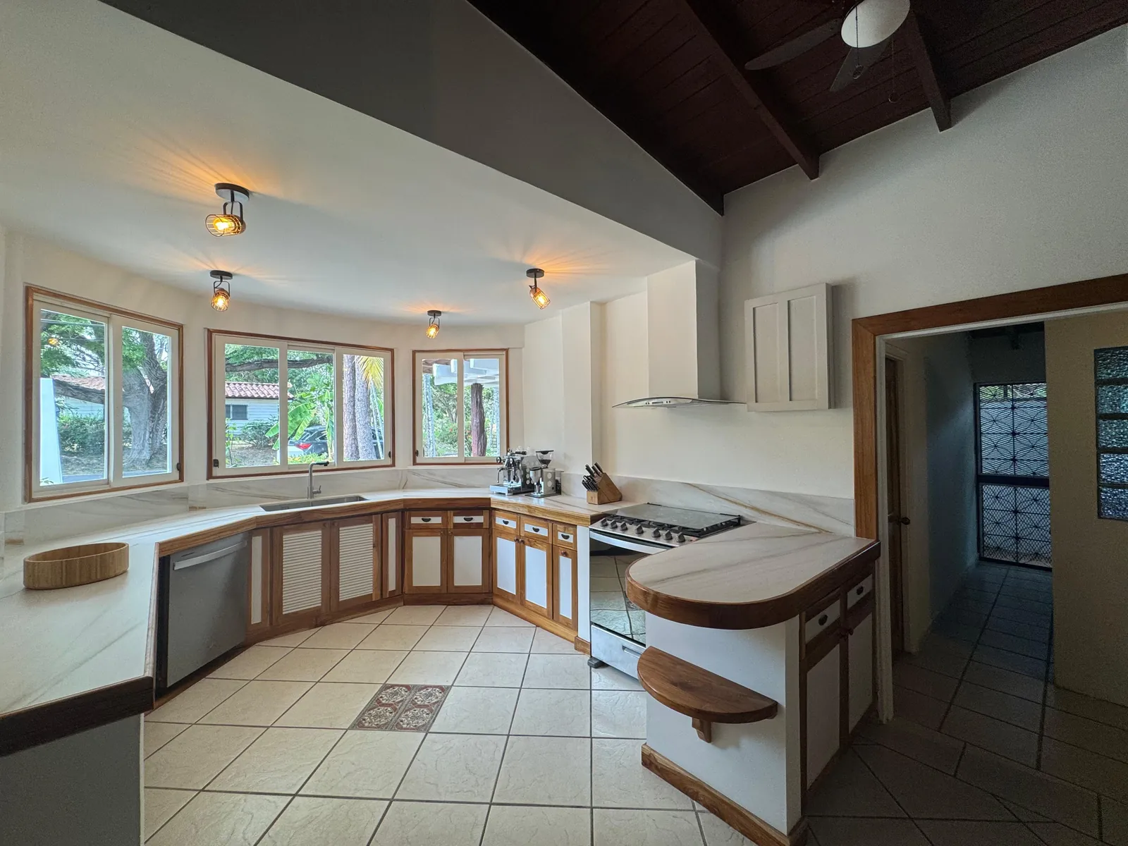 Kitchen, wide view — Spanish Colonial home for sale at Coronado Golf Club, Panama