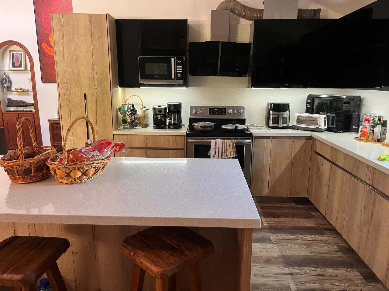 Remodelled kitchen with island — lakeside home for sale at Club Ecuestre de Coronado, Panama